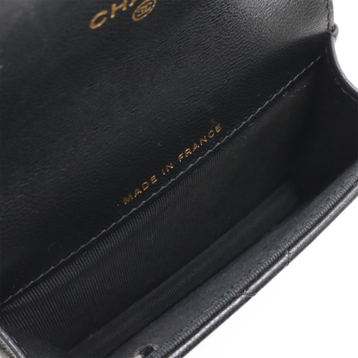 Chanel Quilted CC Logo Mini Waist Bag Pouch Chain Leather Black Gold Silver — view 5