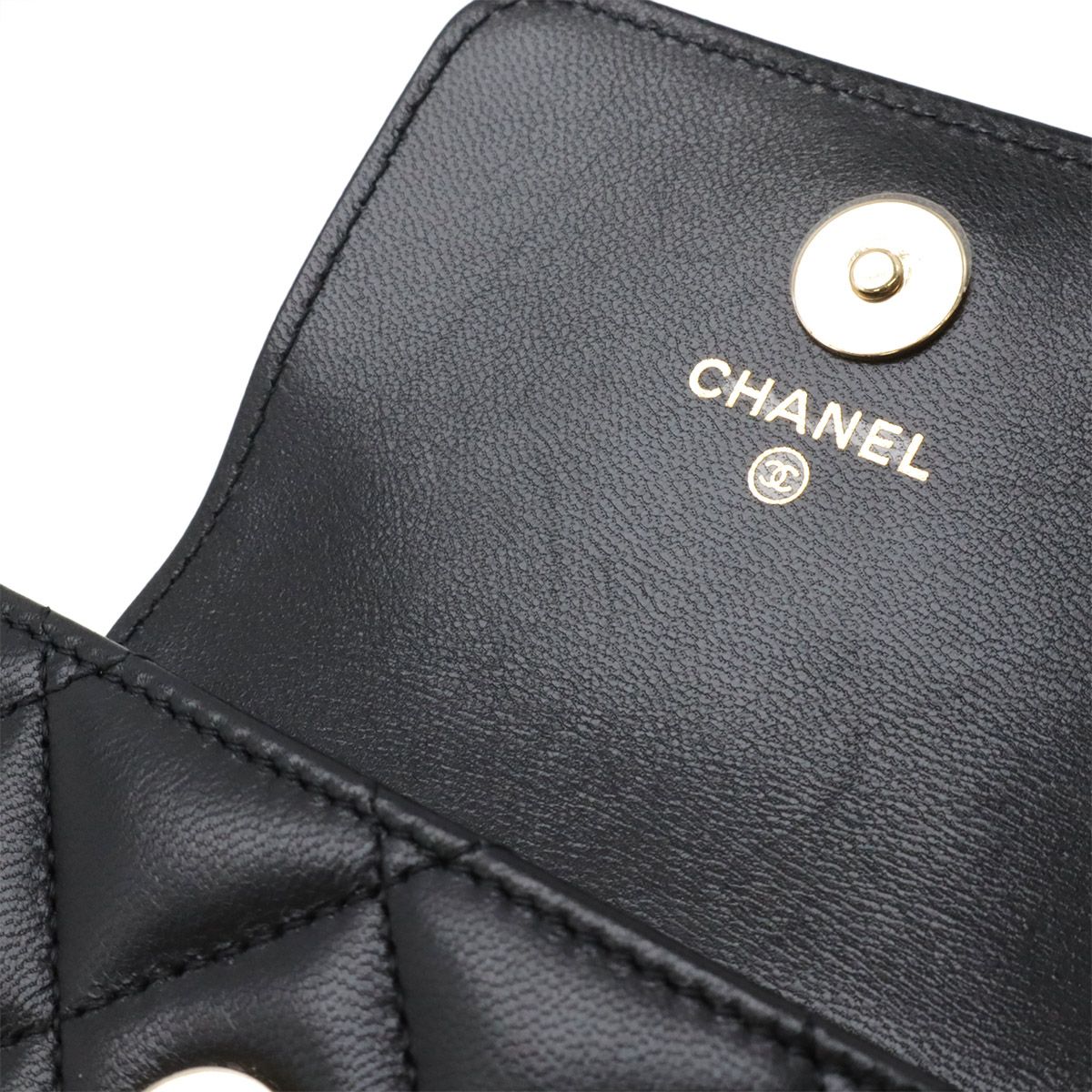 Chanel Quilted CC Logo Mini Waist Bag Pouch Chain Leather Black Gold Silver — view 6