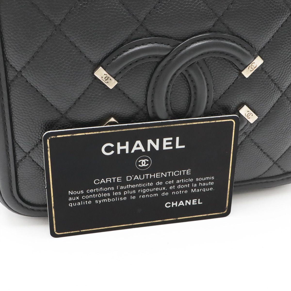 Chanel CC Filigree Small Vanity 2-Way Chain Shoulder Bag Caviar Leather Black — view 9