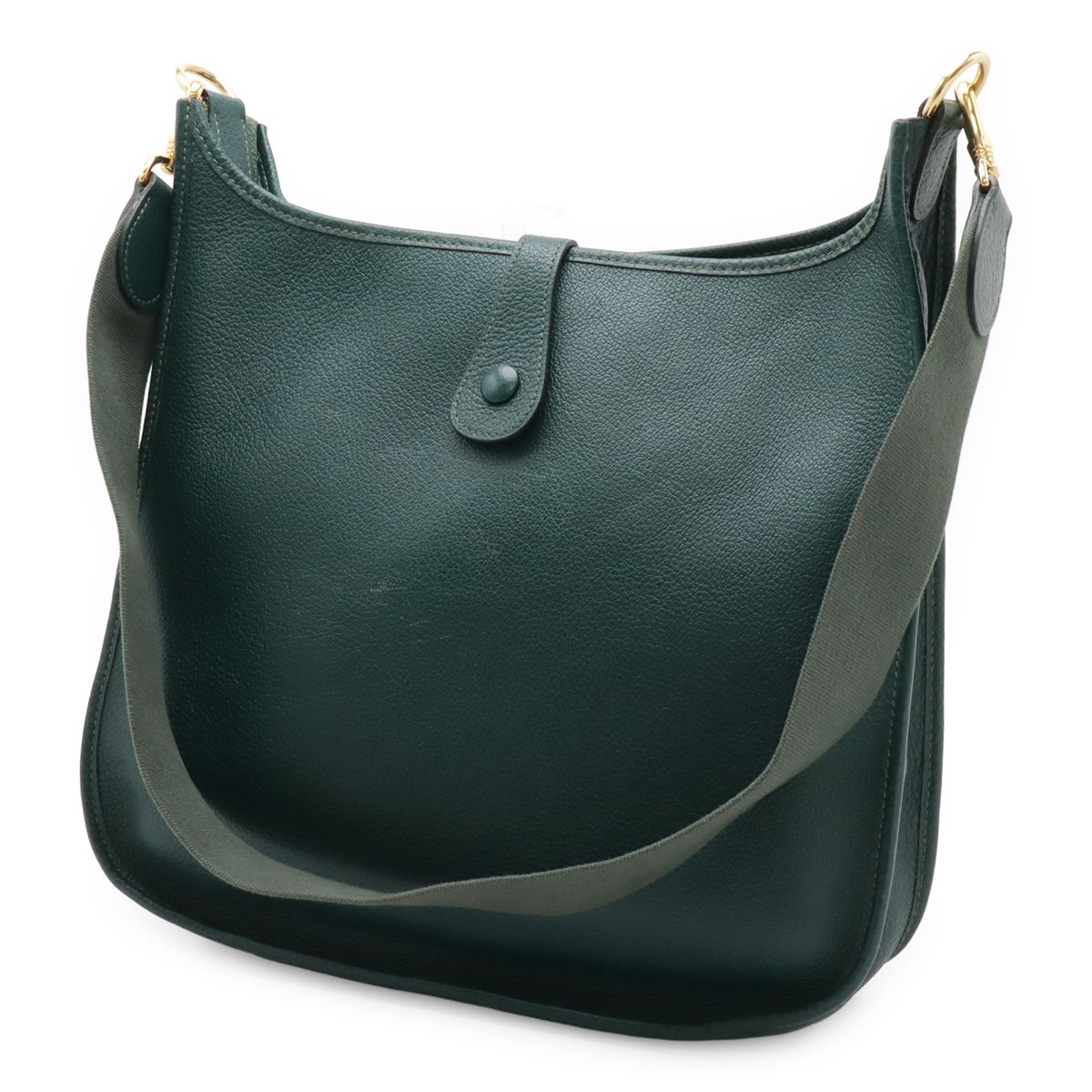 Hermes Evelyne 1 GM Shoulder Bag Taurillon Clemence Leather Green Gold — view 2