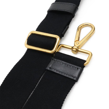 Prada Canapa 2-Way Shoulder Bag Crossbody Canvas Nero Black Gold — view 6