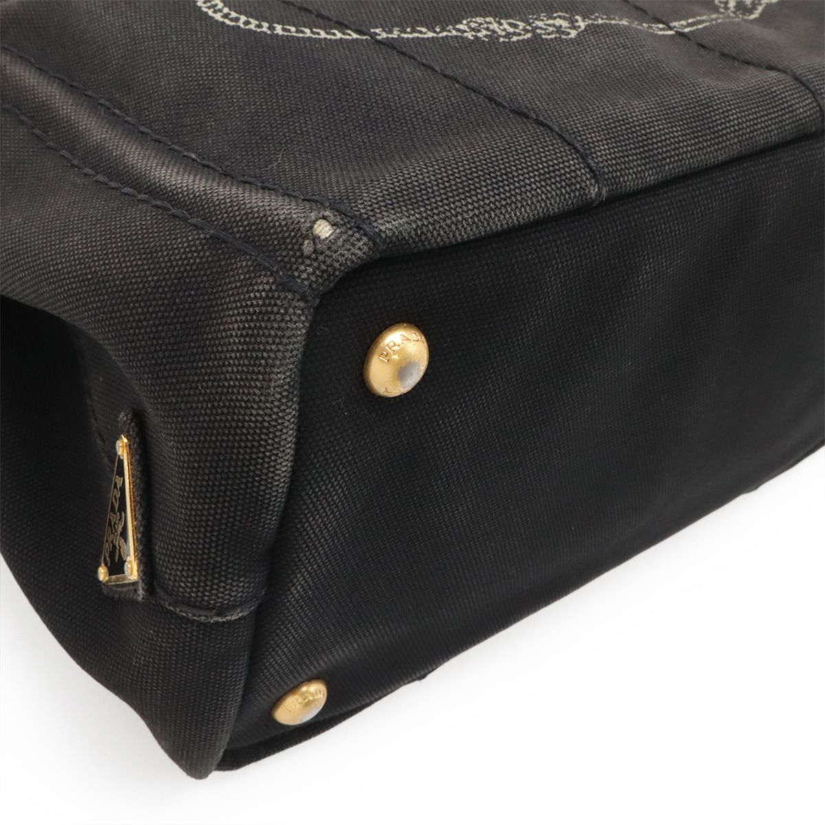 Prada Canapa 2-Way Shoulder Bag Crossbody Canvas Nero Black Gold — view 3
