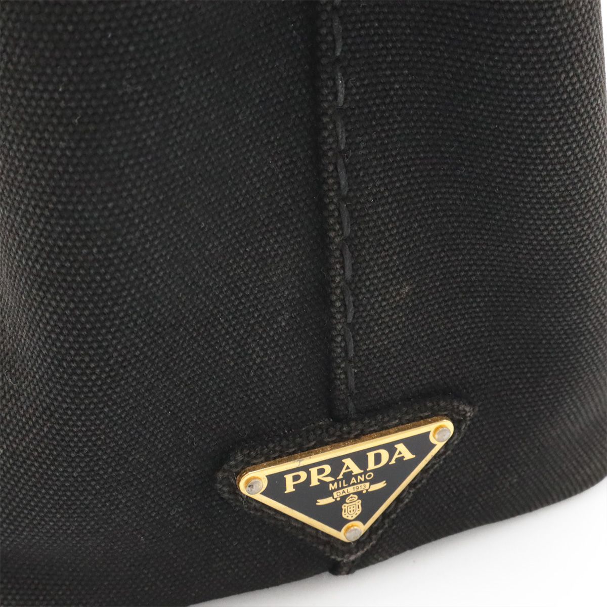 Prada Canapa 2-Way Shoulder Bag Crossbody Canvas Nero Black Gold — view 4