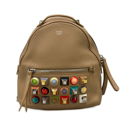 Fendi Backpack Beige Multi Mini Bag Studs Leather