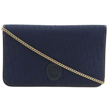 Dior Chain Shoulder Vintage Canvas Navy Blue Bag