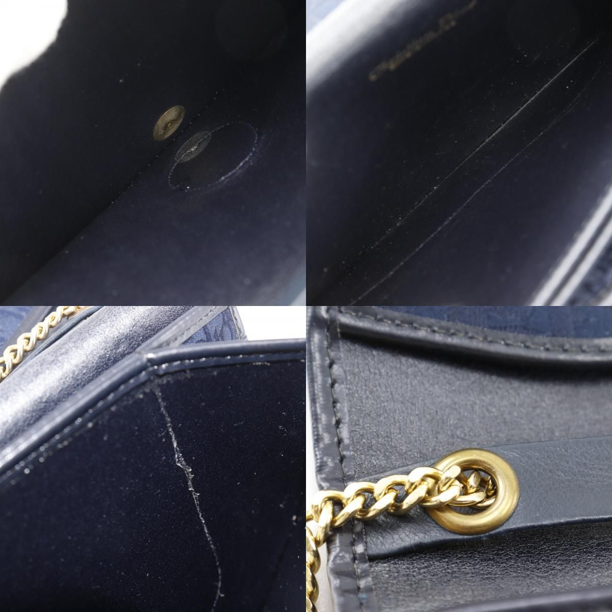 Dior Chain Shoulder Vintage Canvas Navy Blue Bag — view 8