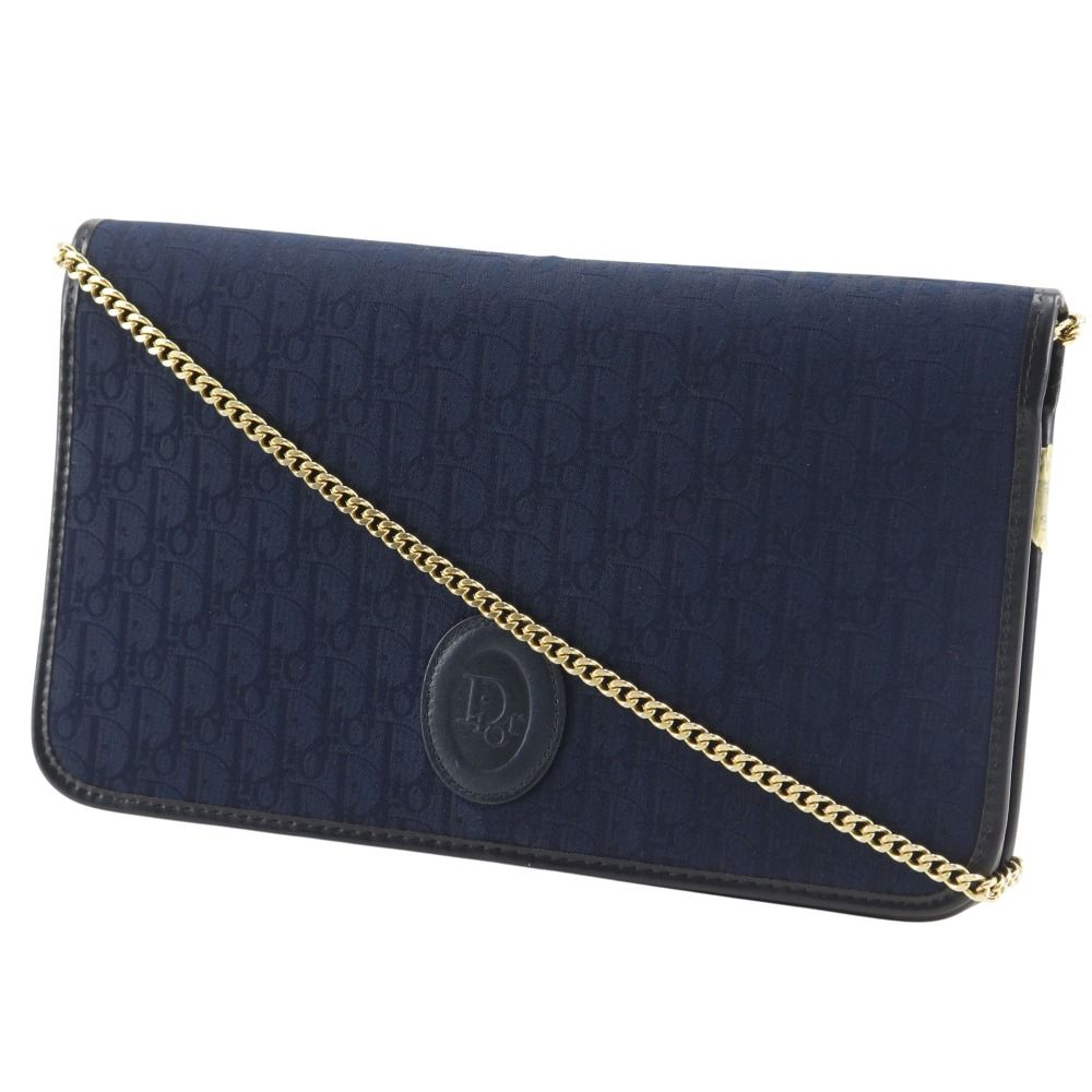 Dior Chain Shoulder Vintage Canvas Navy Blue Bag — view 2