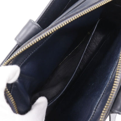 Celine Saruki Vintage Canvas Leather Navy Blue Shoulder Bag — view 6