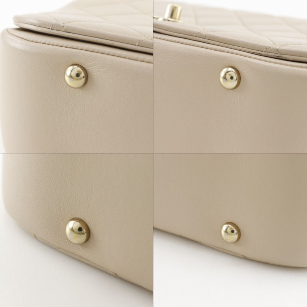 Chanel Quilted Chain Shoulder Top Handle 2-Way Calf Beige Bag — view 8