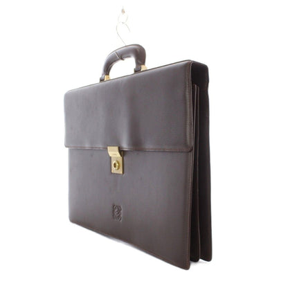 Loewe Business Bag Document Bag Leather Dark Brown Embossed Gold Logo — view 3