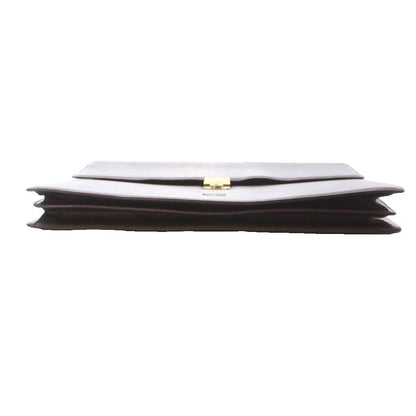 Loewe Business Bag Document Bag Leather Dark Brown Embossed Gold Logo — view 4