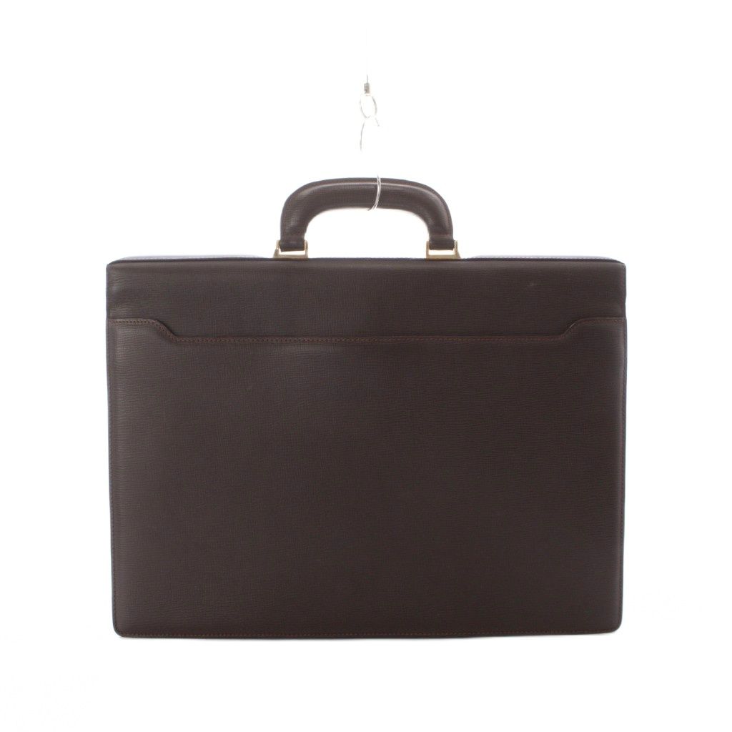 Loewe Business Bag Document Bag Leather Dark Brown Embossed Gold Logo — view 2