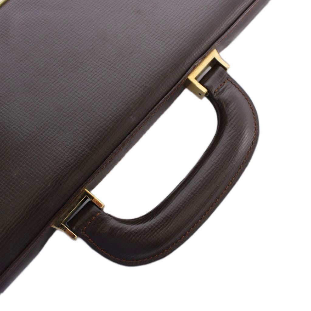 Loewe Business Bag Document Bag Leather Dark Brown Embossed Gold Logo — view 5