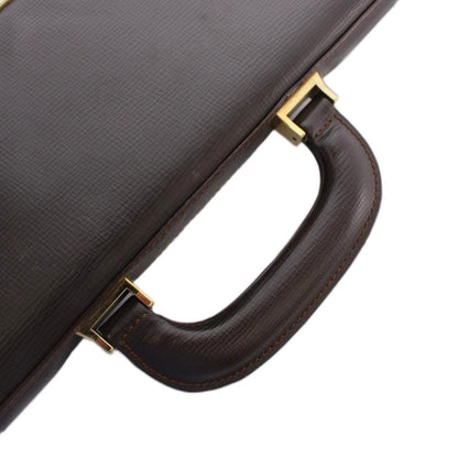 Loewe Business Bag Document Bag Leather Dark Brown Embossed Gold Logo — view 5