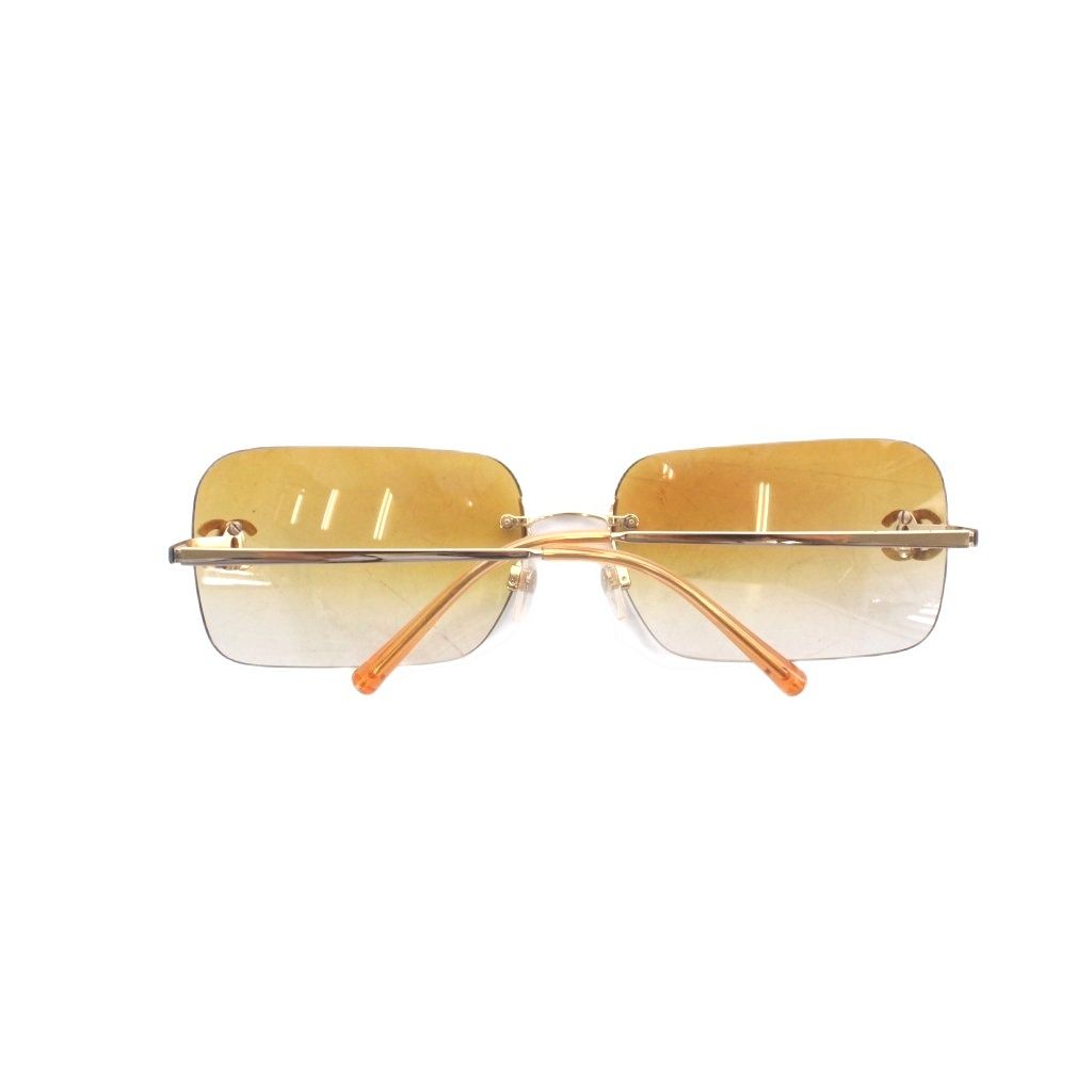 Chanel Sunglasses Metal Frame Rimless CC Logo Orange Lens Rhinestone Decoration — view 2