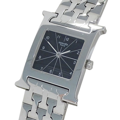 Hermes Watch Quartz Stainless Steel Silver Black Polished