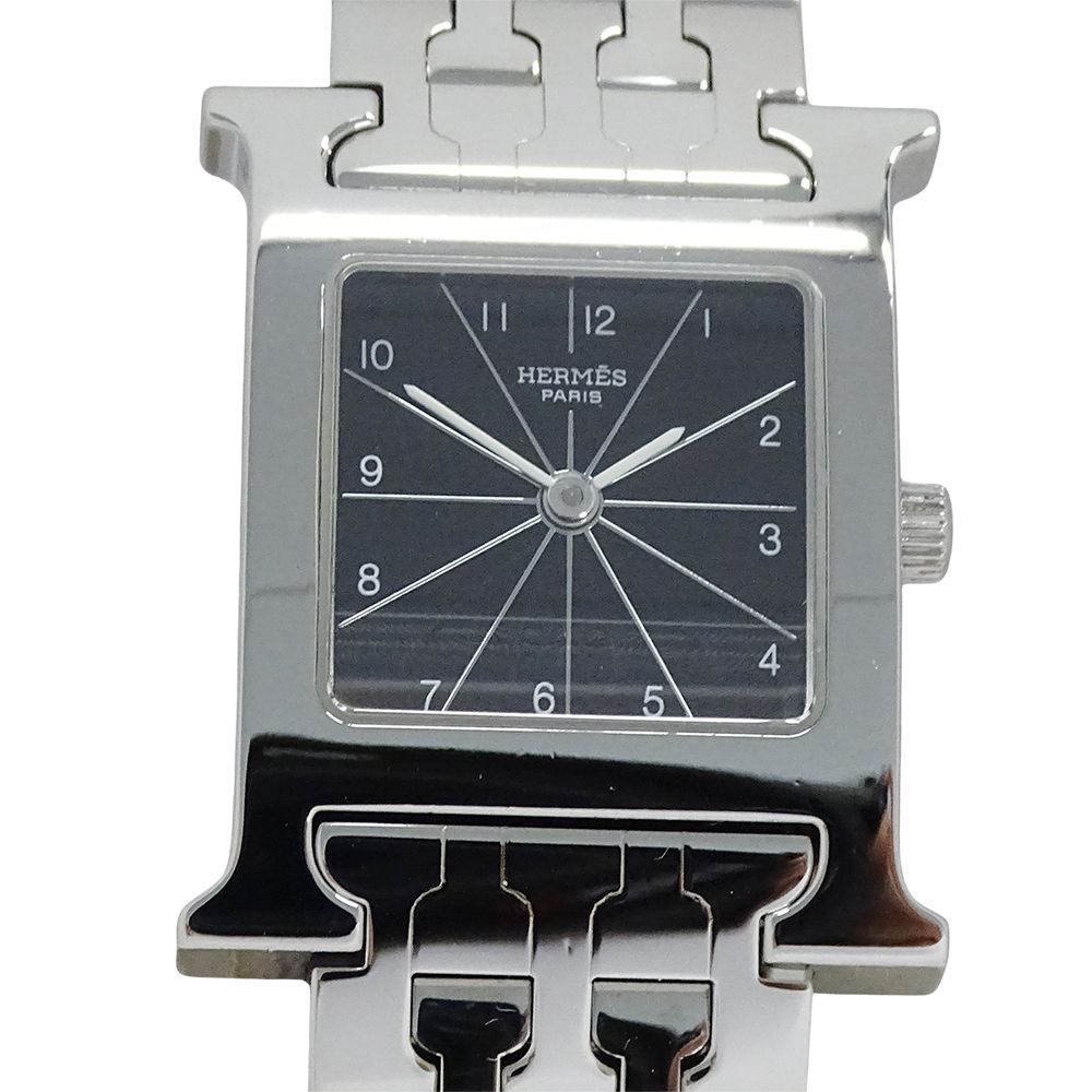 Hermes Watch Quartz Stainless Steel Silver Black Polished — view 2