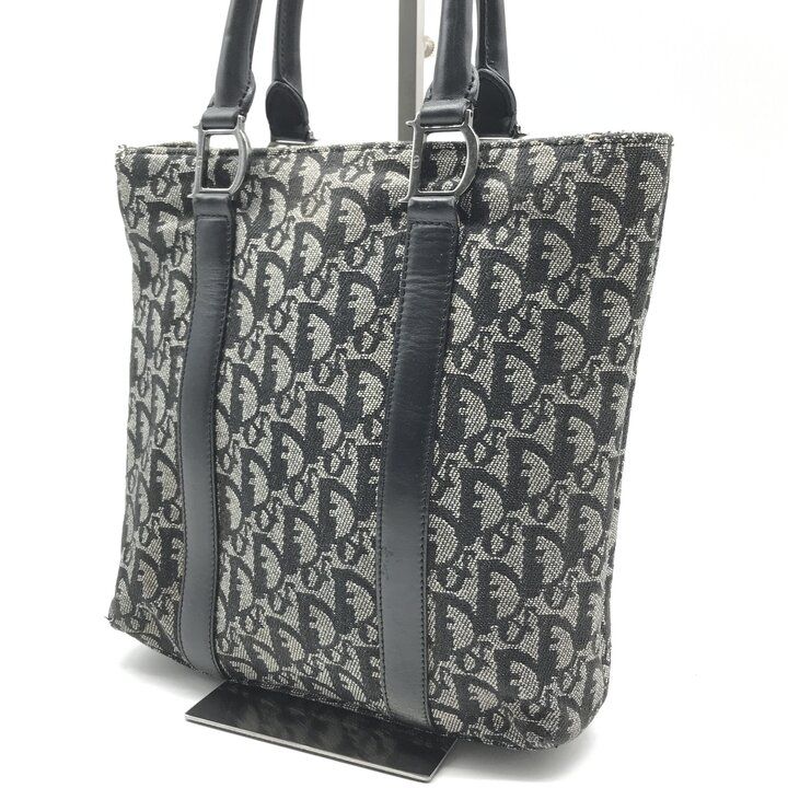 Dior Trotter Canvas Leather Silver Hand Tote Black — view 2