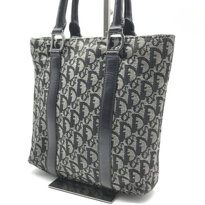 Dior Trotter Canvas Leather Silver Hand Tote Black — view 2