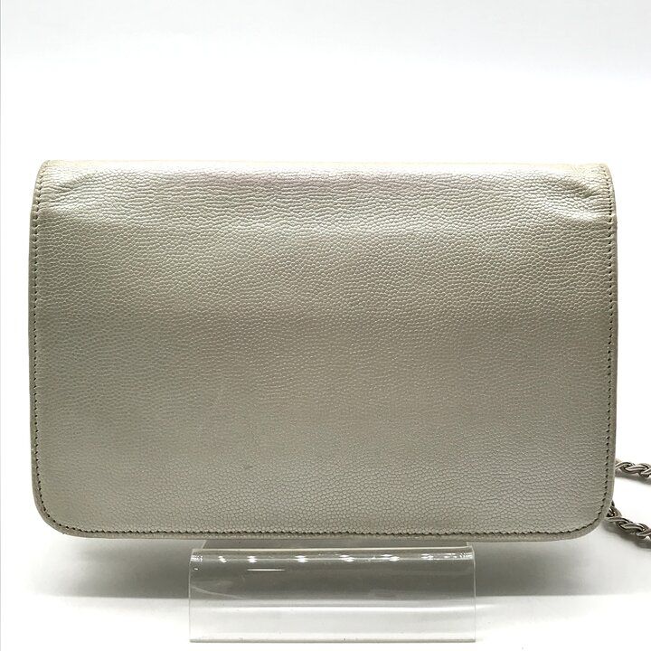 Chanel CC Logo Caviar Leather Silver Chain Wallet Shoulder Bag — view 3
