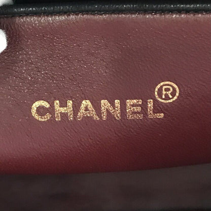 Chanel CC Logo Quilted Lambskin Chain Tote Black Purse — view 9