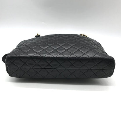 Chanel CC Logo Quilted Lambskin Chain Tote Black Purse — view 4