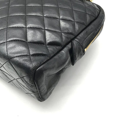 Chanel CC Logo Quilted Lambskin Chain Tote Black Purse — view 6