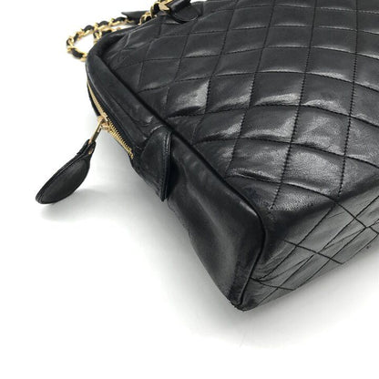 Chanel CC Logo Quilted Lambskin Chain Tote Black Purse — view 5