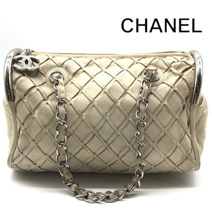Chanel CC Logo Lambskin Chain Shoulder Bag White