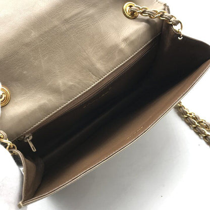 Chanel CC Logo Quilted Lambskin Vintage Chain Shoulder Bag Gray Leather — view 9
