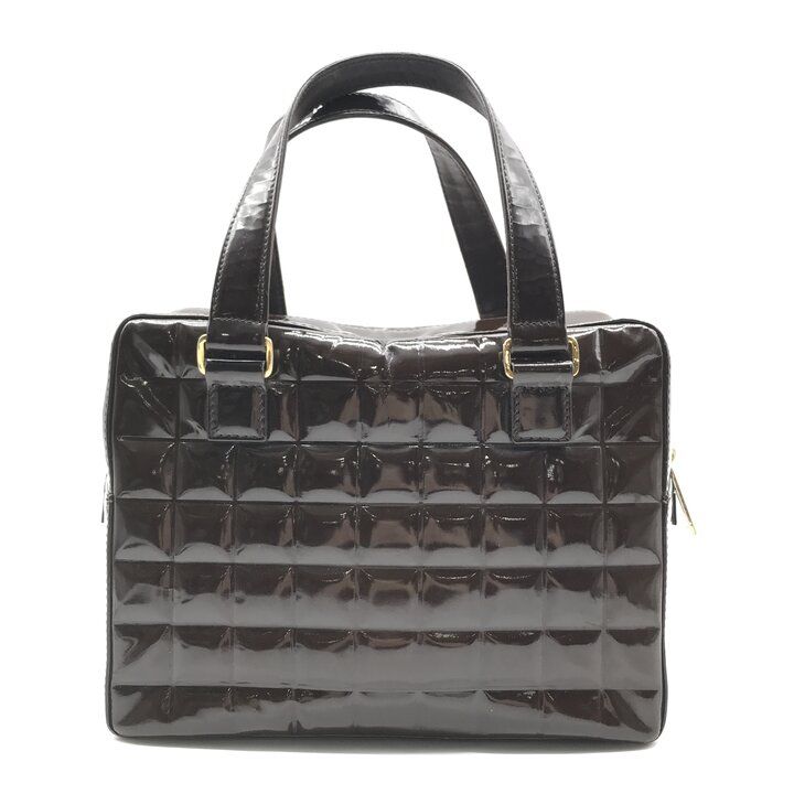 Chanel CC Logo Chocolate Bar Patent Hand Bag Brown Bag — view 3