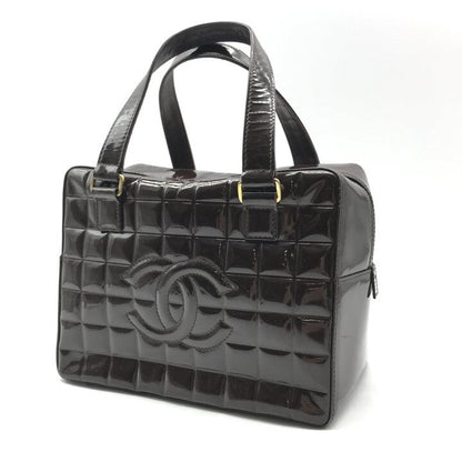 Chanel CC Logo Chocolate Bar Patent Hand Bag Brown Bag — view 2