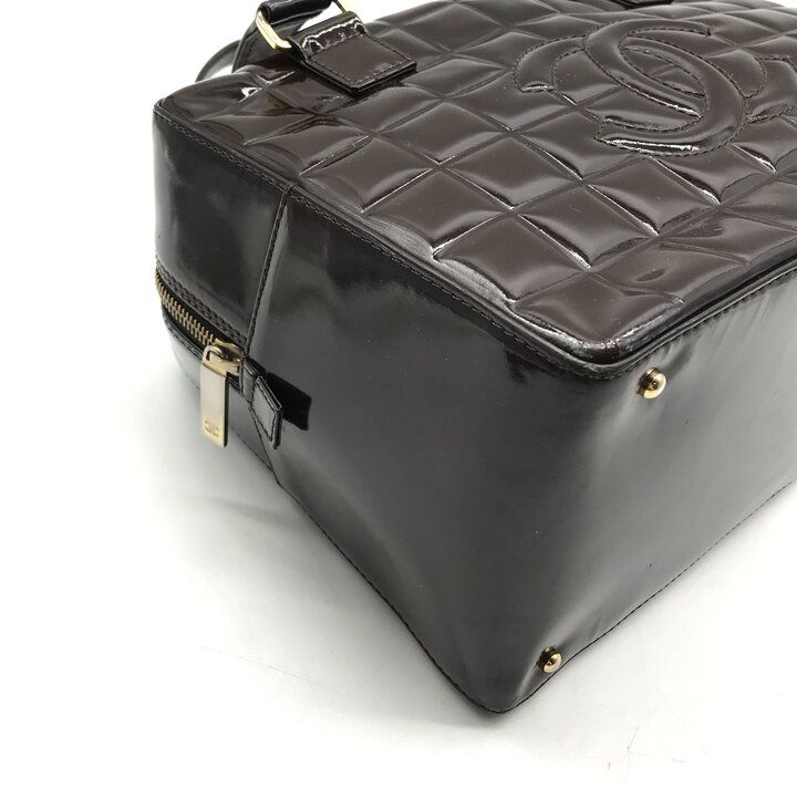 Chanel CC Logo Chocolate Bar Patent Hand Bag Brown Bag — view 5
