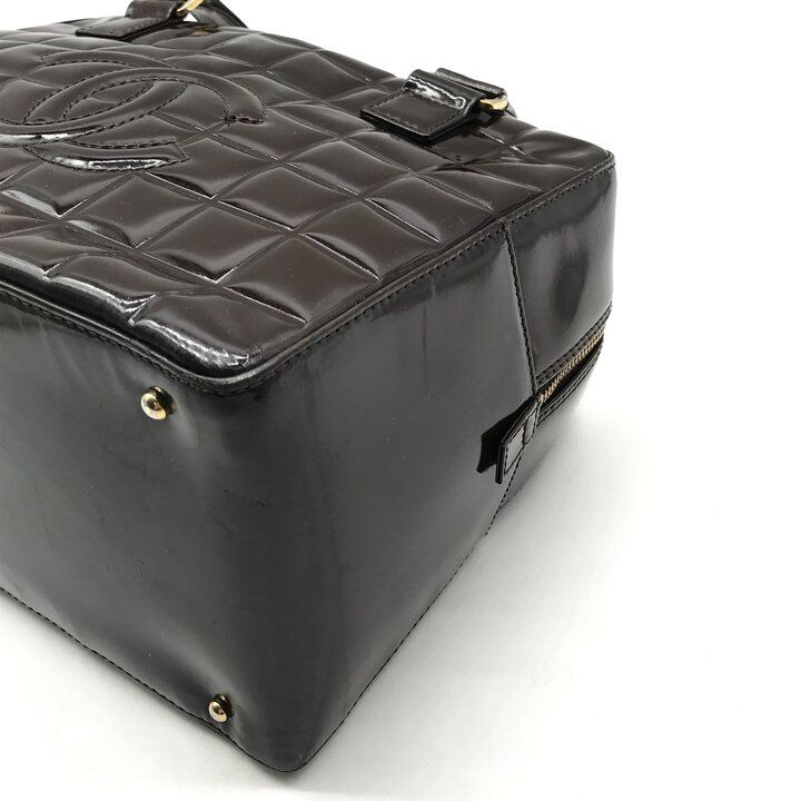 Chanel CC Logo Chocolate Bar Patent Hand Bag Brown Bag — view 6