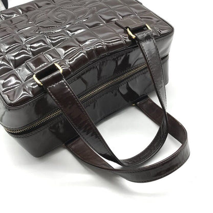 Chanel CC Logo Chocolate Bar Patent Hand Bag Brown Bag — view 7