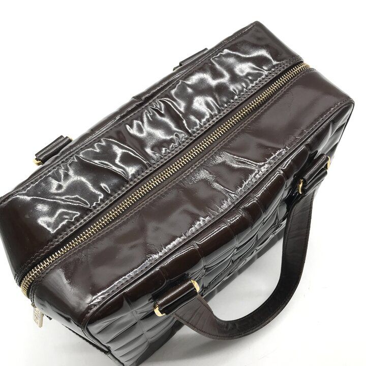 Chanel CC Logo Chocolate Bar Patent Hand Bag Brown Bag — view 8