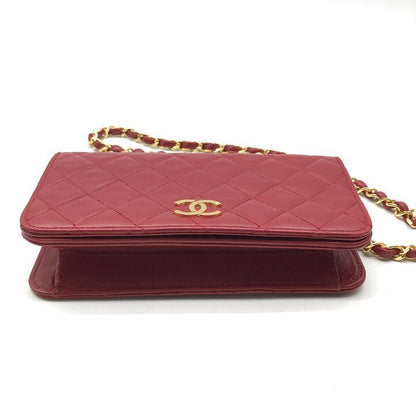 Chanel CC Logo Mini Quilted Lambskin Shoulder Bag Red — view 4