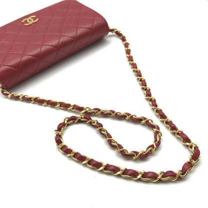 Chanel CC Logo Mini Quilted Lambskin Shoulder Bag Red — view 7