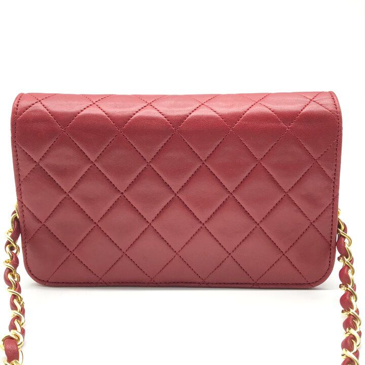 Chanel CC Logo Mini Quilted Lambskin Shoulder Bag Red — view 3