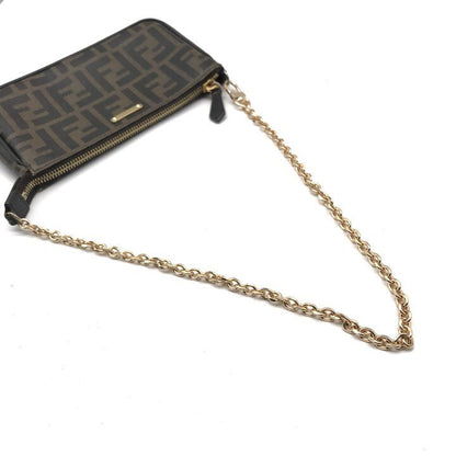 Fendi Zucca Leather Pouch Shoulder Bag Khaki Case — view 7