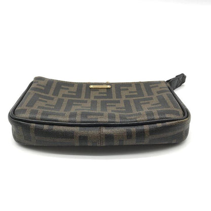 Fendi Zucca Leather Pouch Shoulder Bag Khaki Case — view 4