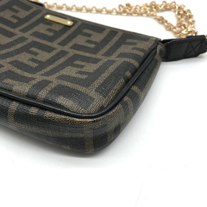 Fendi Zucca Leather Pouch Shoulder Bag Khaki Case — view 6