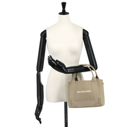 Balenciaga Navy Cabas XS Tote Leather Canvas Beige Silver — view 9