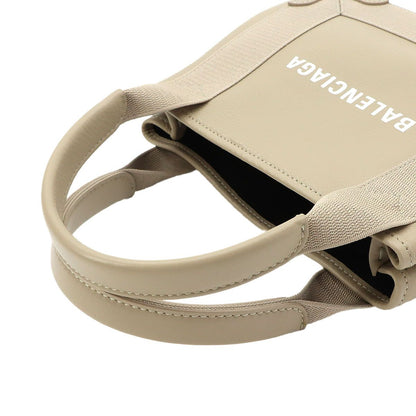 Balenciaga Navy Cabas XS Tote Leather Canvas Beige Silver — view 6