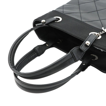 Chanel Paris Biarritz PM Tote Nylon Leather Black Silver — view 6