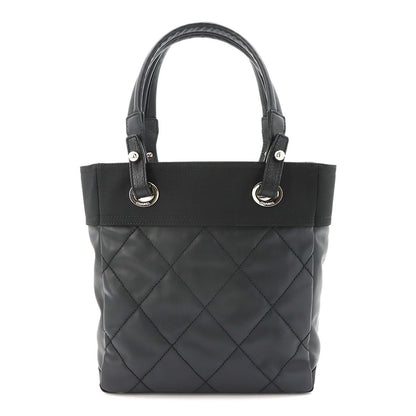 Chanel Paris Biarritz PM Tote Nylon Leather Black Silver — view 3