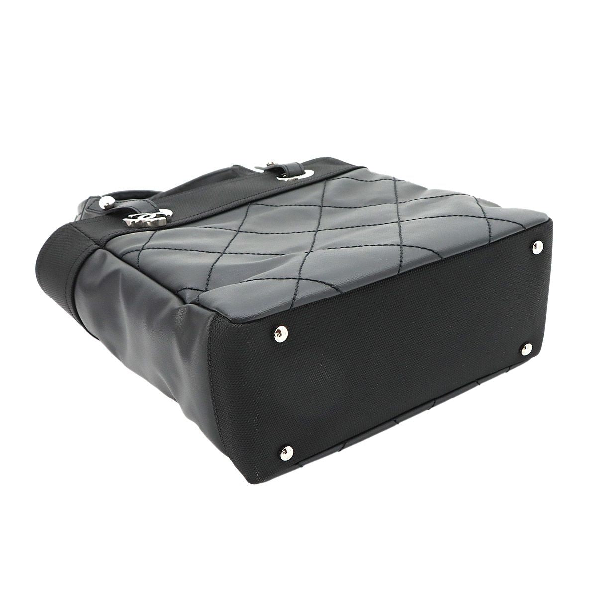 Chanel Paris Biarritz PM Tote Nylon Leather Black Silver — view 5