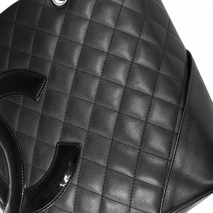 Chanel Cambon Line Tote Calfskin Enamel Black Silver — view 8