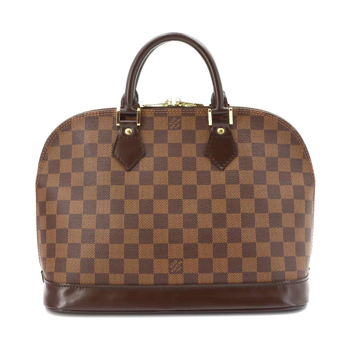 Louis Vuitton Damier Alma PM Hand Bag Ebene Brown Gold — view 2