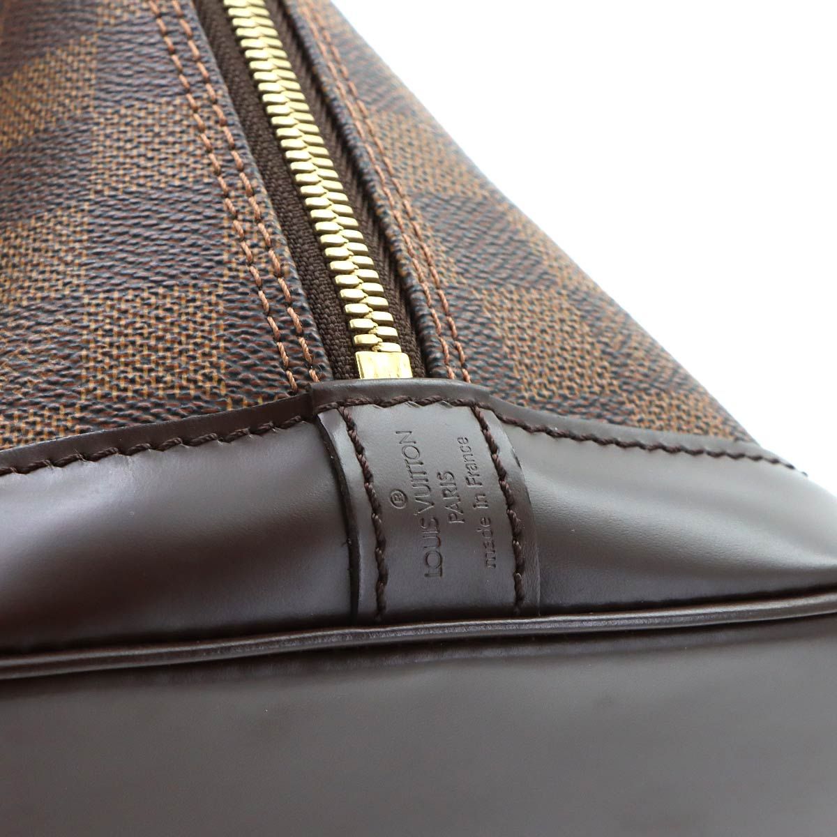 Louis Vuitton Damier Alma PM Hand Bag Ebene Brown Gold — view 7